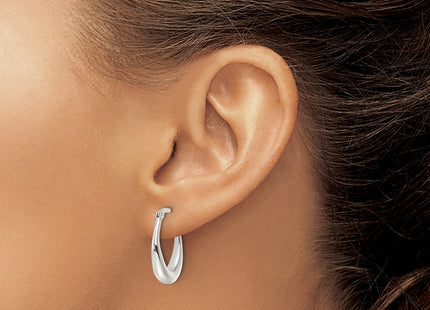Sterling silver oval hoop earrings, another view