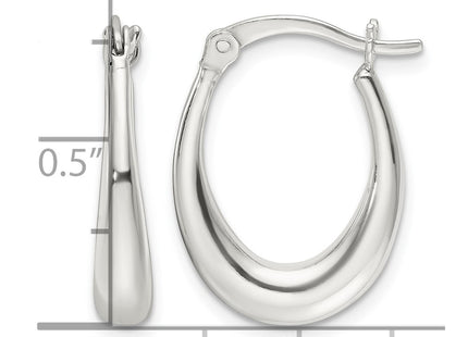 Sterling silver oval hoop earrings, further view