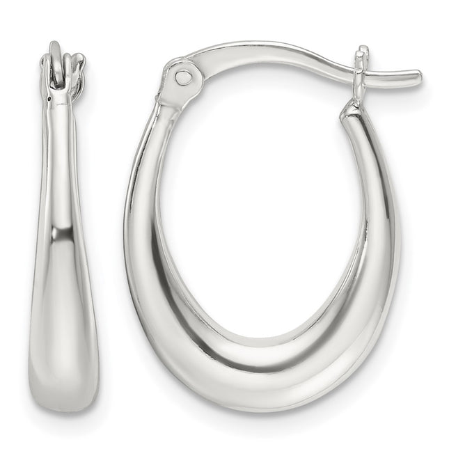 Sterling silver oval hoop earrings