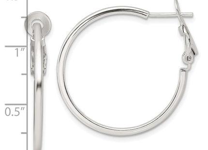 Sterling Silver Polished Omega Back Round Hoop Earrings