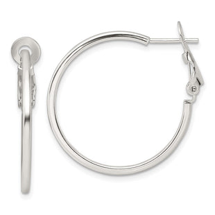 Sterling Silver Polished Omega Back Round Hoop Earrings