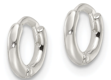 Sterling Silver Polished Hinged Hoop Earrings, 7.5 x 1.5mm