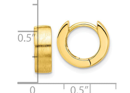 Sterling Silver Gold-tone Brushed Hinged Huggie Hoop Earrings (Style QE16968GP)