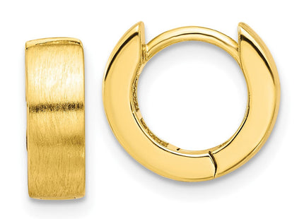 Sterling Silver Gold-tone Brushed Hinged Huggie Hoop Earrings (Style QE16968GP)