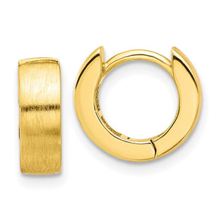 Sterling Silver Gold-tone Brushed Hinged Huggie Hoop Earrings (Style QE16968GP)