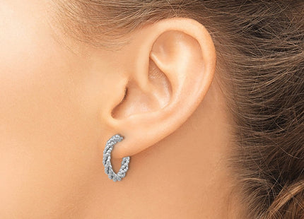 Sterling Silver Rhodium-plated Textured Twisted C-Hoop Earrings (Style QE16972)