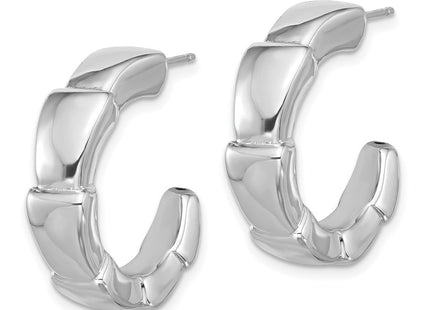 Sterling Silver Rhodium-plated Polished Hoop Post Earrings (Style QE16979)