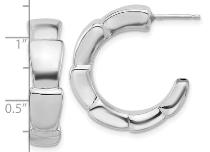 Sterling Silver Rhodium-plated Polished Hoop Post Earrings (Style QE16979)