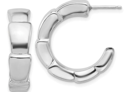 Sterling Silver Rhodium-plated Polished Hoop Post Earrings (Style QE16979)