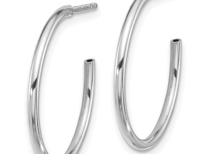 Sterling Silver Rhodium-plated Polished Hollow Tube C-Hoop Earrings (Style QE16984)