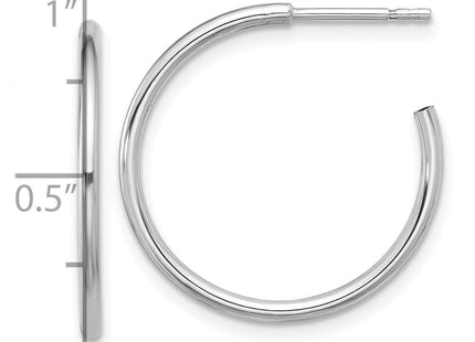 Sterling Silver Rhodium-plated Polished Hollow Tube C-Hoop Earrings (Style QE16984)