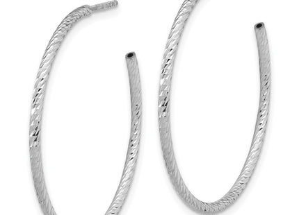 Sterling Silver Rhodium-plated D/C Hollow Tube C-Hoop Earrings (Style QE16993)