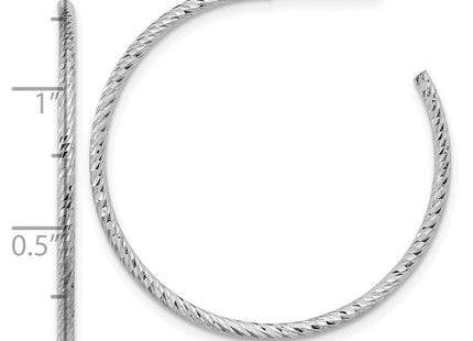 Sterling Silver Rhodium-plated D/C Hollow Tube C-Hoop Earrings (Style QE16993)