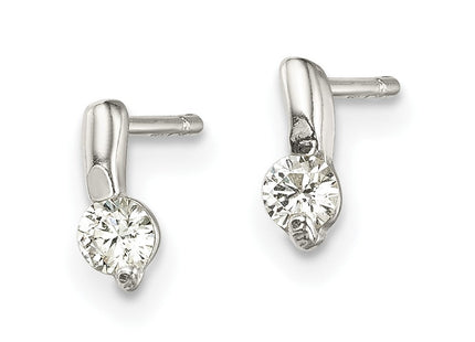Sterling Silver Polished CZ Post Earrings