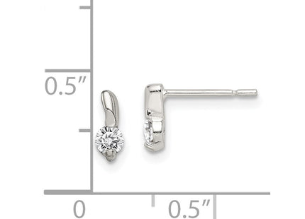 Sterling Silver Polished CZ Post Earrings