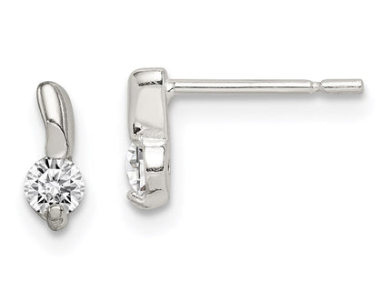 Sterling Silver Polished CZ Post Earrings