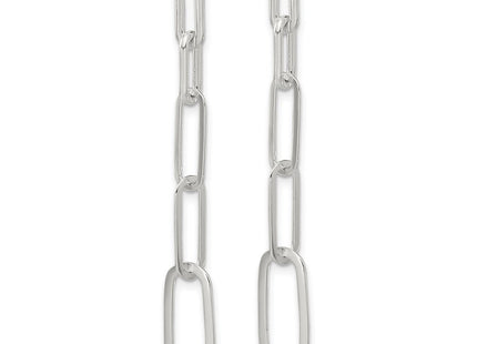 Sterling Silver E-coated Paperclip Link Post Dangle Earrings (Style QE17047)