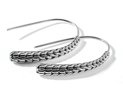 Sterling Silver Polished and Antiqued Textured Dangle Earrings