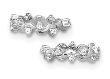 Sterling Silver Rhodium-plated Polished CZ Pair of 2 Cuff Earrings (Style QE17098)