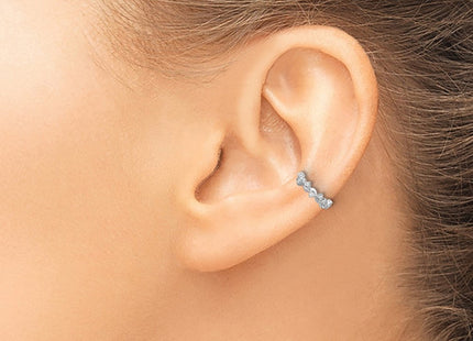Sterling Silver Rhodium-plated Polished CZ Pair of 2 Cuff Earrings (Style QE17098)