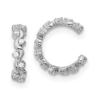 Sterling Silver Rhodium-plated Polished CZ Pair of 2 Cuff Earrings (Style QE17098)