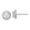 Sterling Silver Rhodium-plated CZ Double Halo Post Earrings