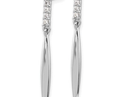 Sterling Silver Rhodium-plated Polished CZ Post Dangle Earrings (Style QE17145)