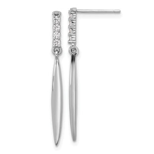 Sterling Silver Rhodium-plated Polished CZ Post Dangle Earrings (Style QE17145)