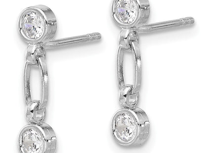 Sterling silver cubic zirconia drop earrings, alternate view