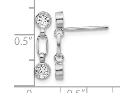 Sterling silver cubic zirconia drop earrings, further view