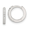 Sterling Silver E-Coating Polished CZ Hinged Hoop Earrings