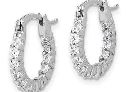 Sterling silver cubic zirconia hoop earrings, alternate view