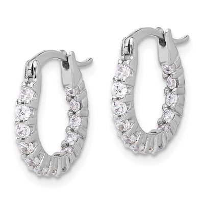 Sterling Silver Rhodium-plated CZ In/Out Hoop Earrings, 15 x 15mm