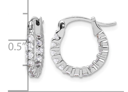 Sterling silver cubic zirconia hoop earrings, further view