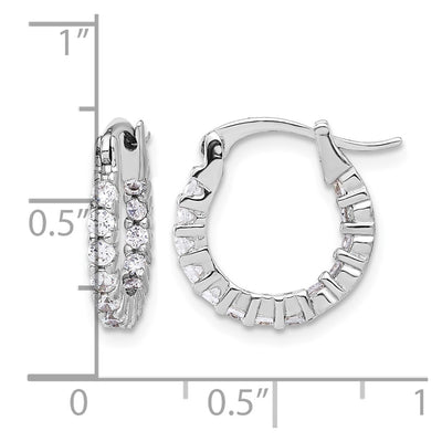 Sterling Silver Rhodium-plated CZ In/Out Hoop Earrings, 15 x 15mm