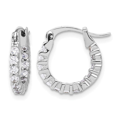 Sterling Silver Rhodium-plated CZ In/Out Hoop Earrings, 15 x 15mm