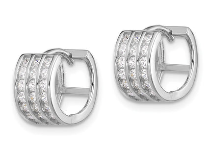 Sterling silver cubic zirconia hoop earrings, alternate view