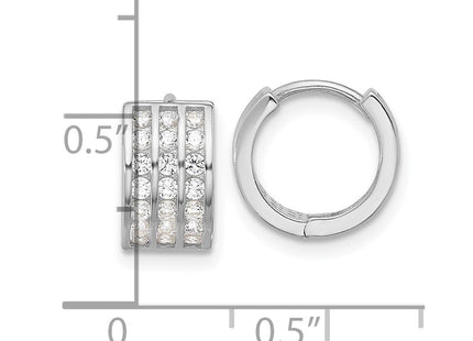 Sterling silver cubic zirconia hoop earrings, further view