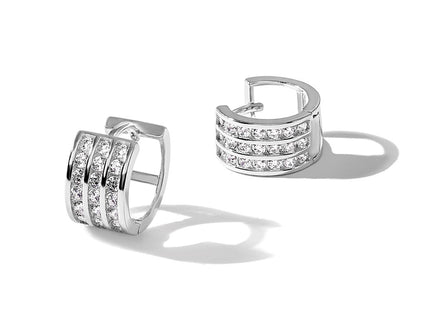 Sterling silver cubic zirconia hoop earrings, additional view