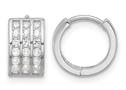 Sterling silver cubic zirconia hoop earrings