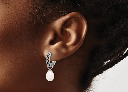 Sterling silver cubic zirconia earrings, another view