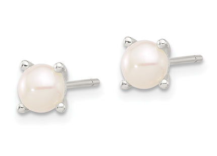 Sterling silver pearl earrings, alternate view