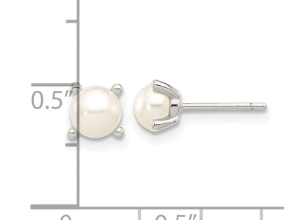 Sterling silver pearl earrings, further view