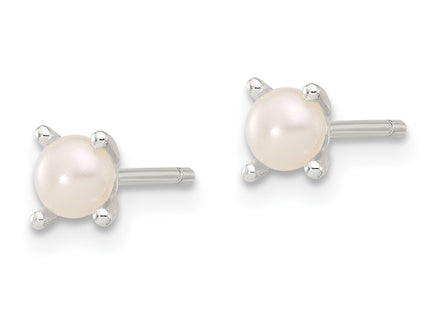 Sterling silver pearl earrings, alternate view