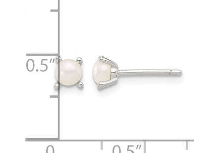 Sterling silver pearl earrings, further view