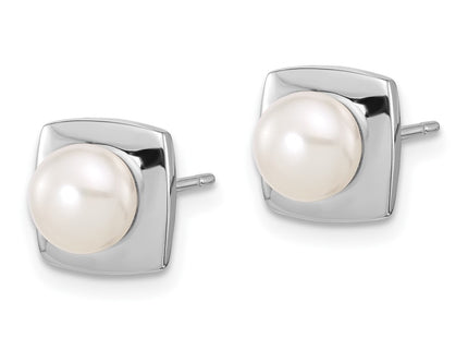 Sterling silver pearl earrings, alternate view