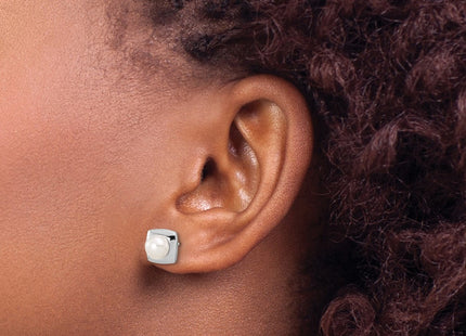 Sterling silver pearl earrings, another view