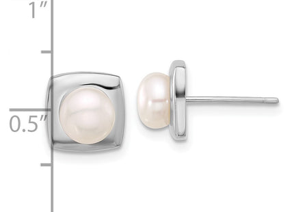 Sterling silver pearl earrings, further view