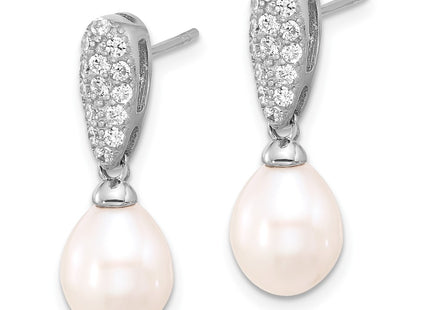 Sterling silver cubic zirconia teardrop drop earrings, alternate view