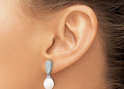 Sterling silver cubic zirconia teardrop drop earrings, another view